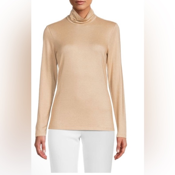 J. McLaughlin Norah Metallic Turtleneck in Gold, Size Large - Picture 10 of 10